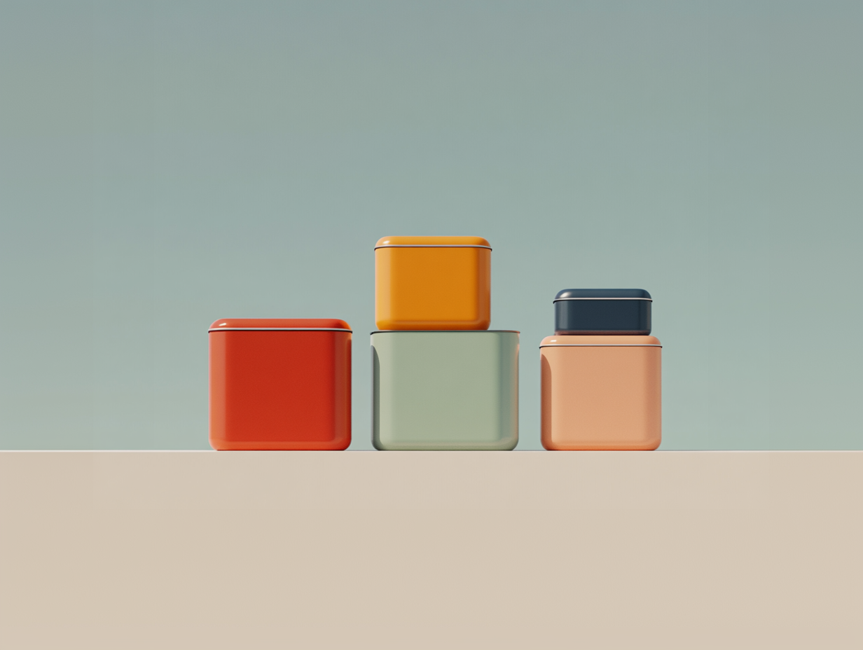 a group of colorful containers
